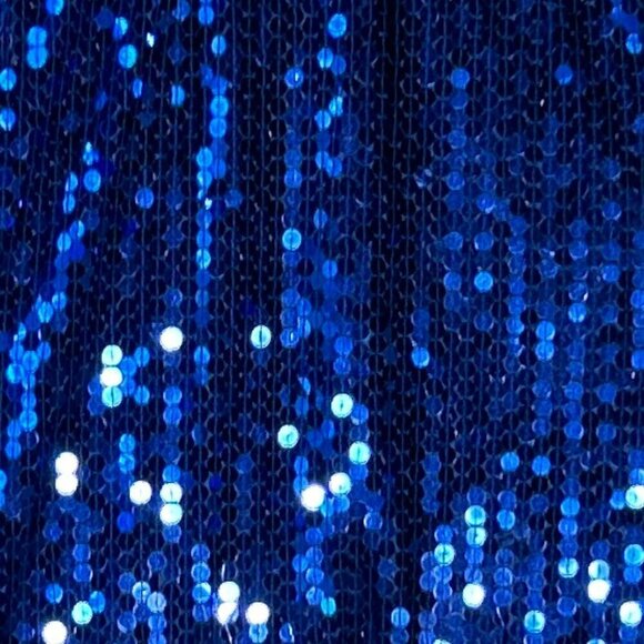 Niteline SZ4 Vintage Blue Halter Cut Sequin Maxi old glamour party timeless prom - Picture 9 of 9